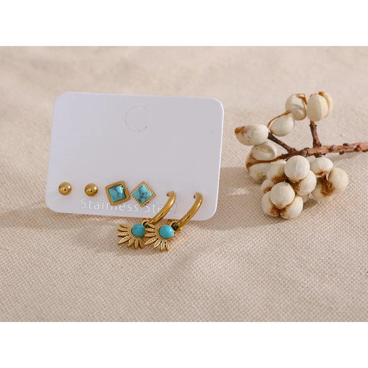 Lucienne Gold Plated Earrings Set - Stellise